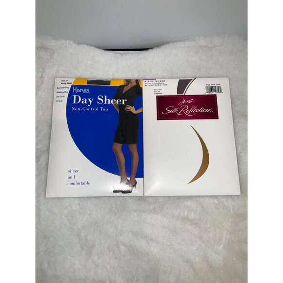 Lot of (6) Hanes Too Day Sheer Pantyhose size EF Navy, Blk, Taupe - Picture 3 of 3